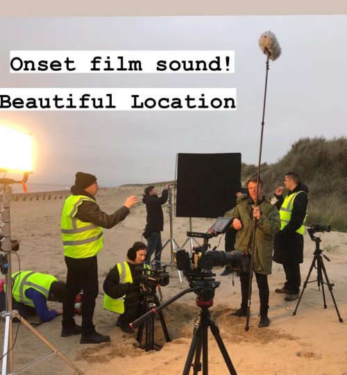 Boom op and sound recordist on Film Set